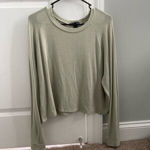 Forever 21 Light Sage Long-Sleeve Crewneck Top